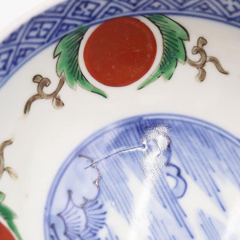 手描き色絵赤絵大蓋碗｜直径12.5 高さ8.5｜アンティーク和食器