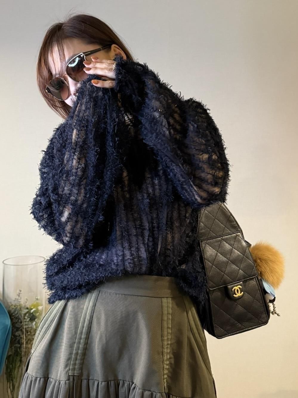 チュールシャギープルオーバー【ネイビー】