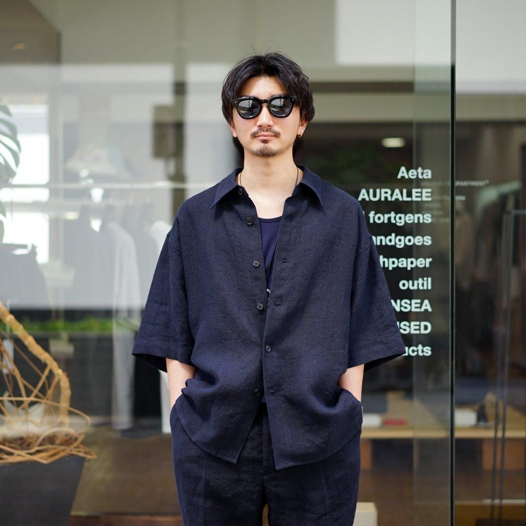 AURALEE (オーラリー)Linen Silk Tweed Half Sleeve Shirt(A24SS01LS