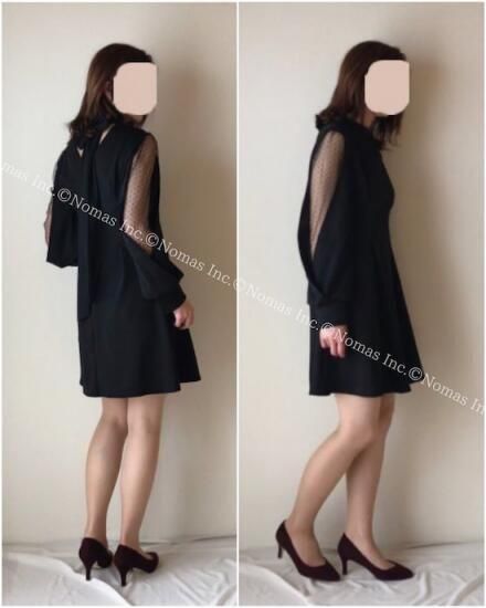 即納】パーティードレス ドット シースルー ミニ フレア 同窓会 ドレス