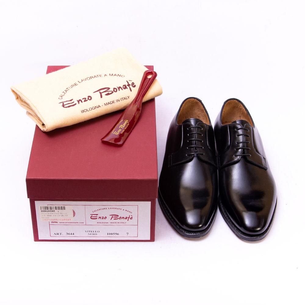エンツォボナフェ 3644 プレーントゥ ブラック サイズ7 - 中古革靴販売