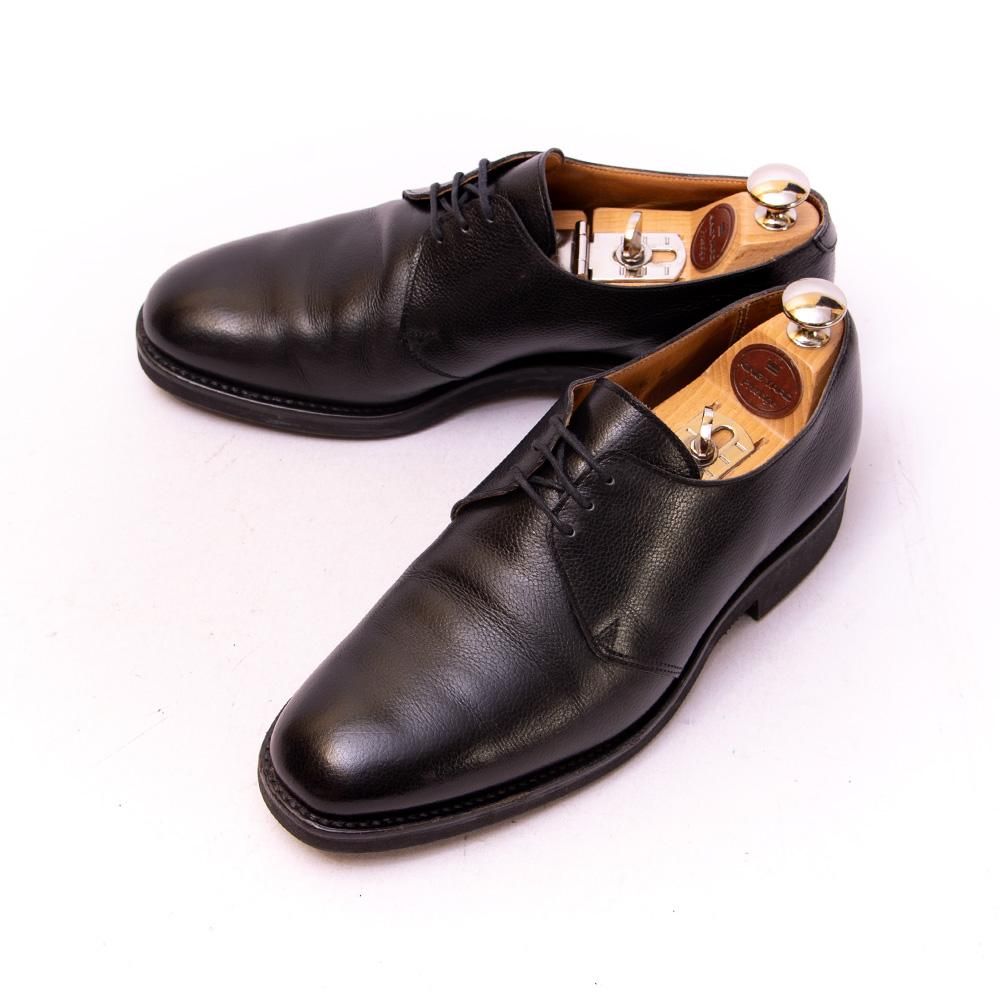 ジョージクレバリー プレーントゥ ブラック グレインレザー クロケット