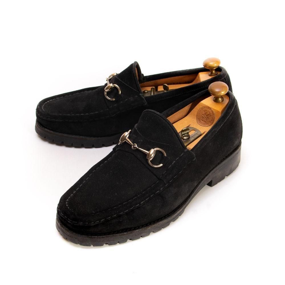 グッチ ホースビットローファー ブラック スエード サイズ40.5E - 中古