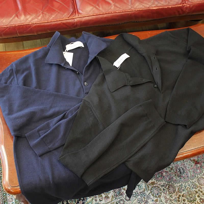 MOONCASTLE (月城ニット) / 12G アイスコットン長袖ニットポロ