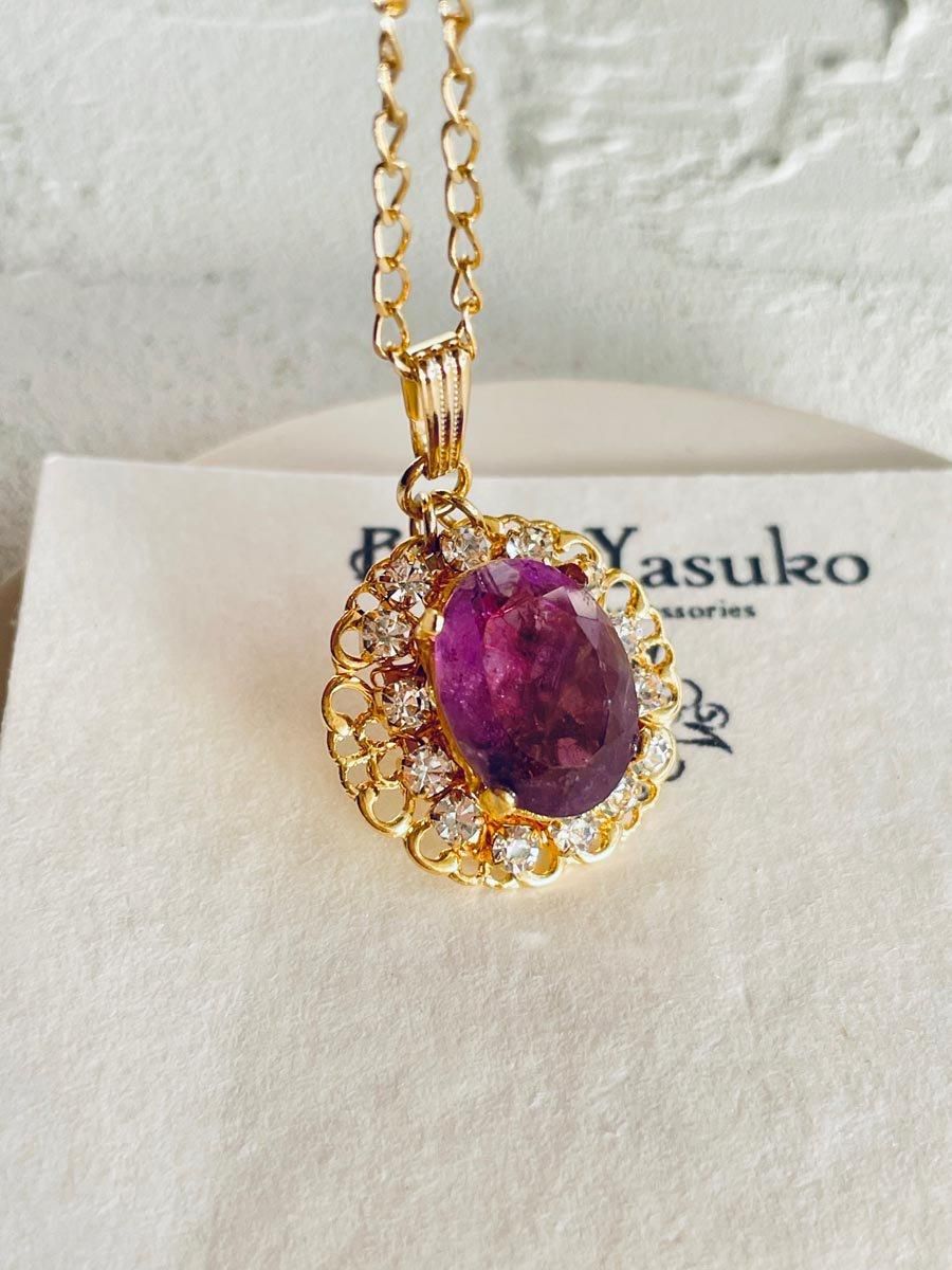 アメジスト ネックレス 天然石 ペンダント ネックレス ゴールド