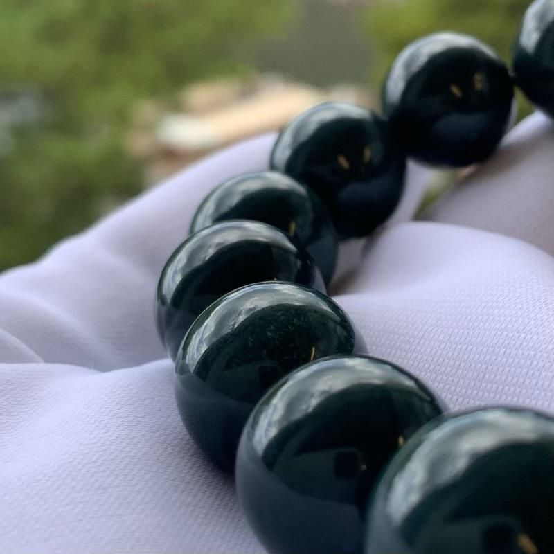 碧玉 AA 12mm ブレスレット 】 出雲石 国産 花仙山 青めのう 緑 限定品