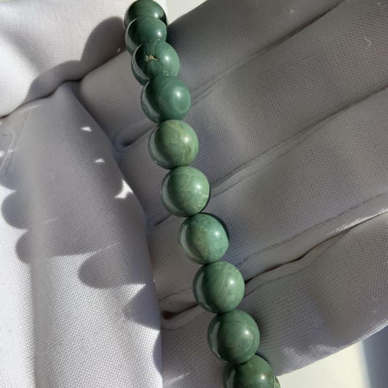 サックスブルー*出雲石ブレスレット 濃厚青緑 *希少色【碧玉】16cm