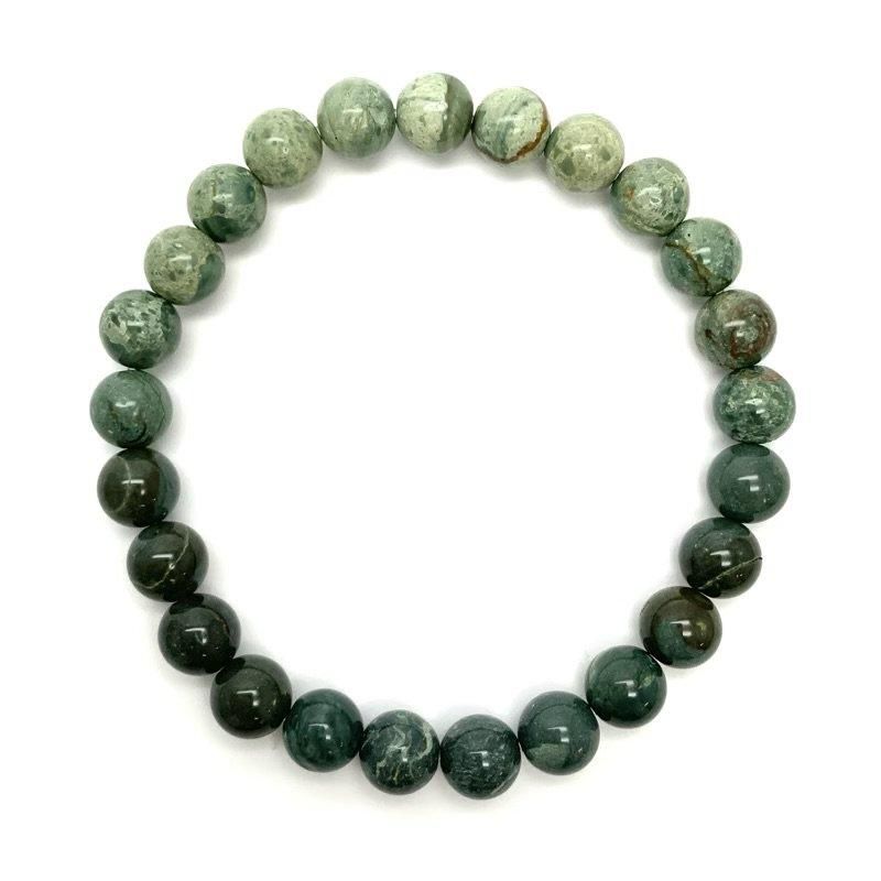 出雲石/碧玉 ブレスレット AA 8mm 】 出雲石 国産 花仙山 青めのう 緑