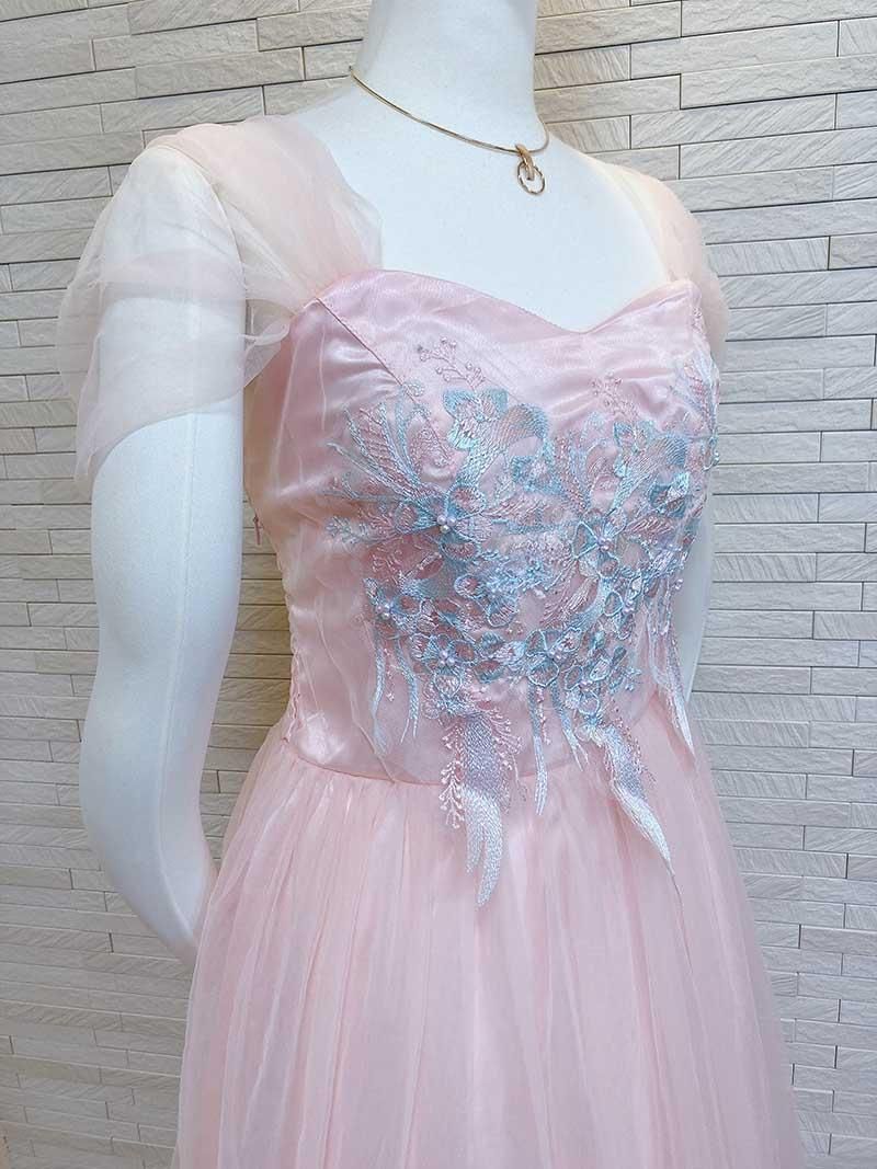 背の低い方に♡フェアリー ライトブルー/オフショルダーロングドレス