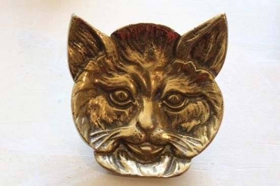 アンティーク 真鍮 真鍮 猫の顔のトレー