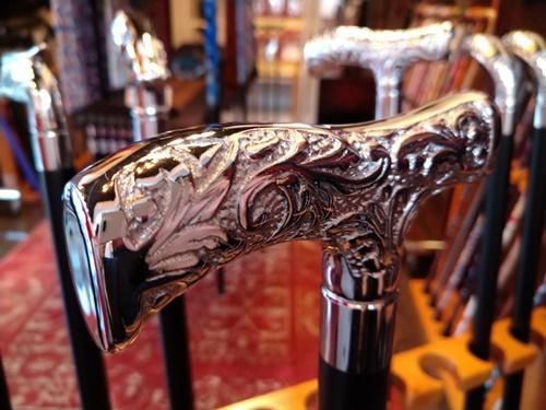 クラシック シルバーハンドル 高級木製杖 - 近江一文字 杖・ステッキの