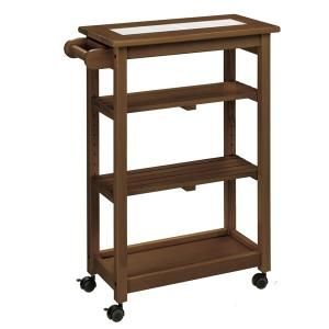 木製スリムキッチンワゴン/天板タイルトップ ナチュラル色 WA-S581NA