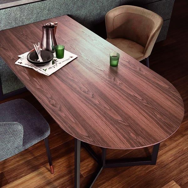 スチールフレーム)ウォールナット 半円形ダイニングテーブル DT-23