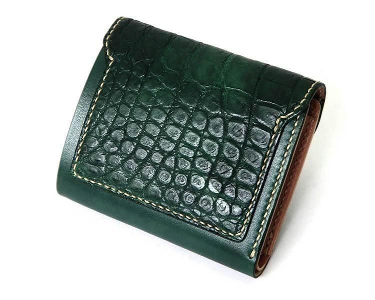MOTO W5 ハンドダイ・ヌメクロコ ショートウォレット (グリーン)