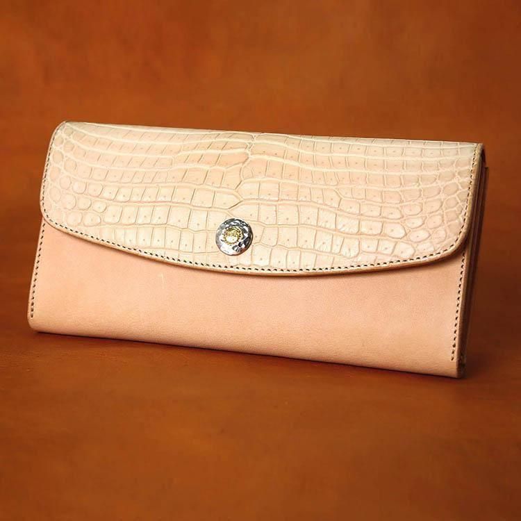 MOTO LW2 ヌメクロコ ×ベルギーヌメ ロングウォレット (ナチュラル)