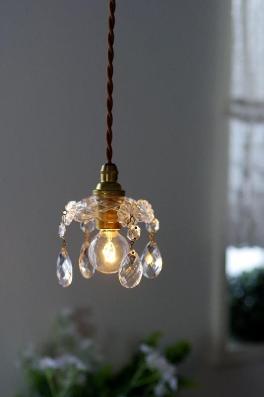 フランスアンティーククリスタルガラスミニシャンデリア