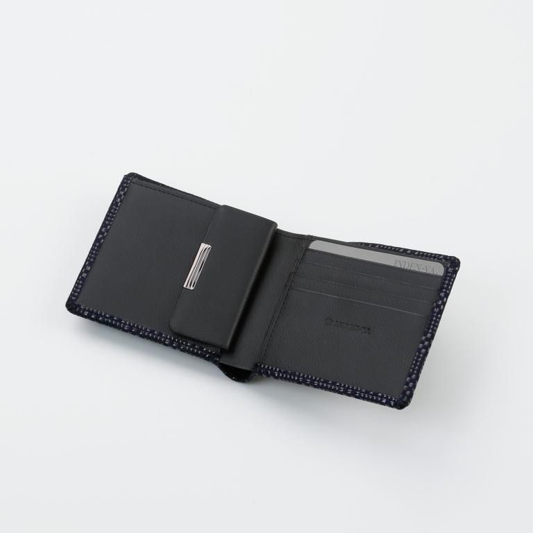 札入C［紺地×黒漆×変わり市松小］：印傳屋公式オンラインショップ