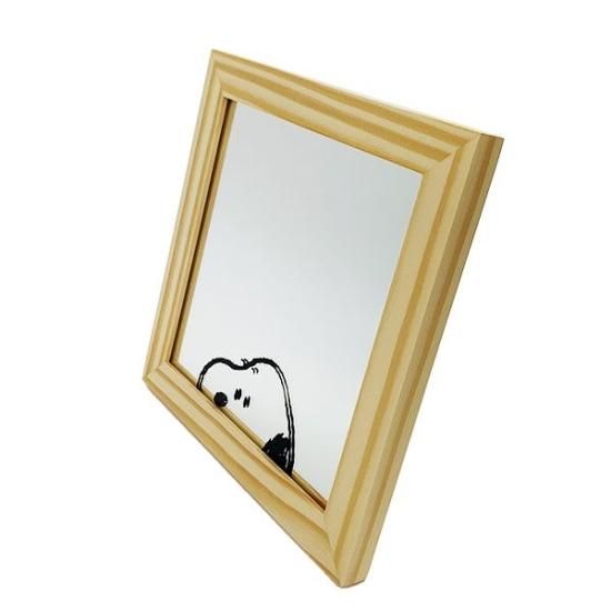 スヌーピー スクエア ウッドミラー フェイス ミラー 鏡 インテリア