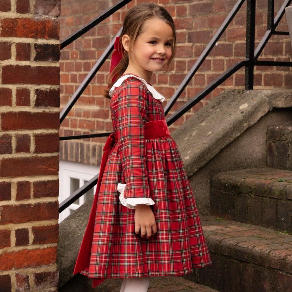 Amaia Kids - Pompadour dress - Red tartan アマイアキッズ