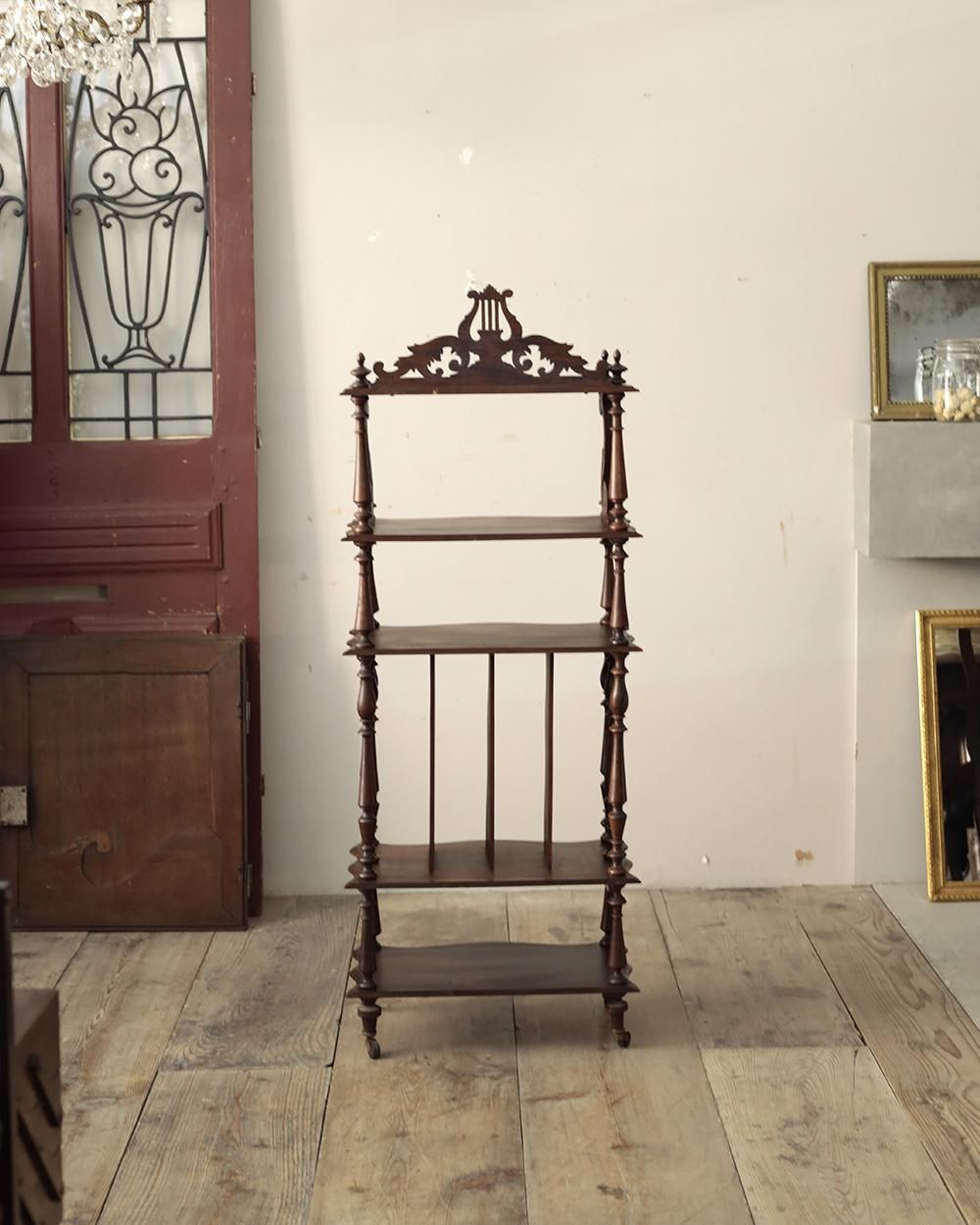 フランスアンティーク木製ミュージックシェルフ/本棚/飾り棚/楽譜立て