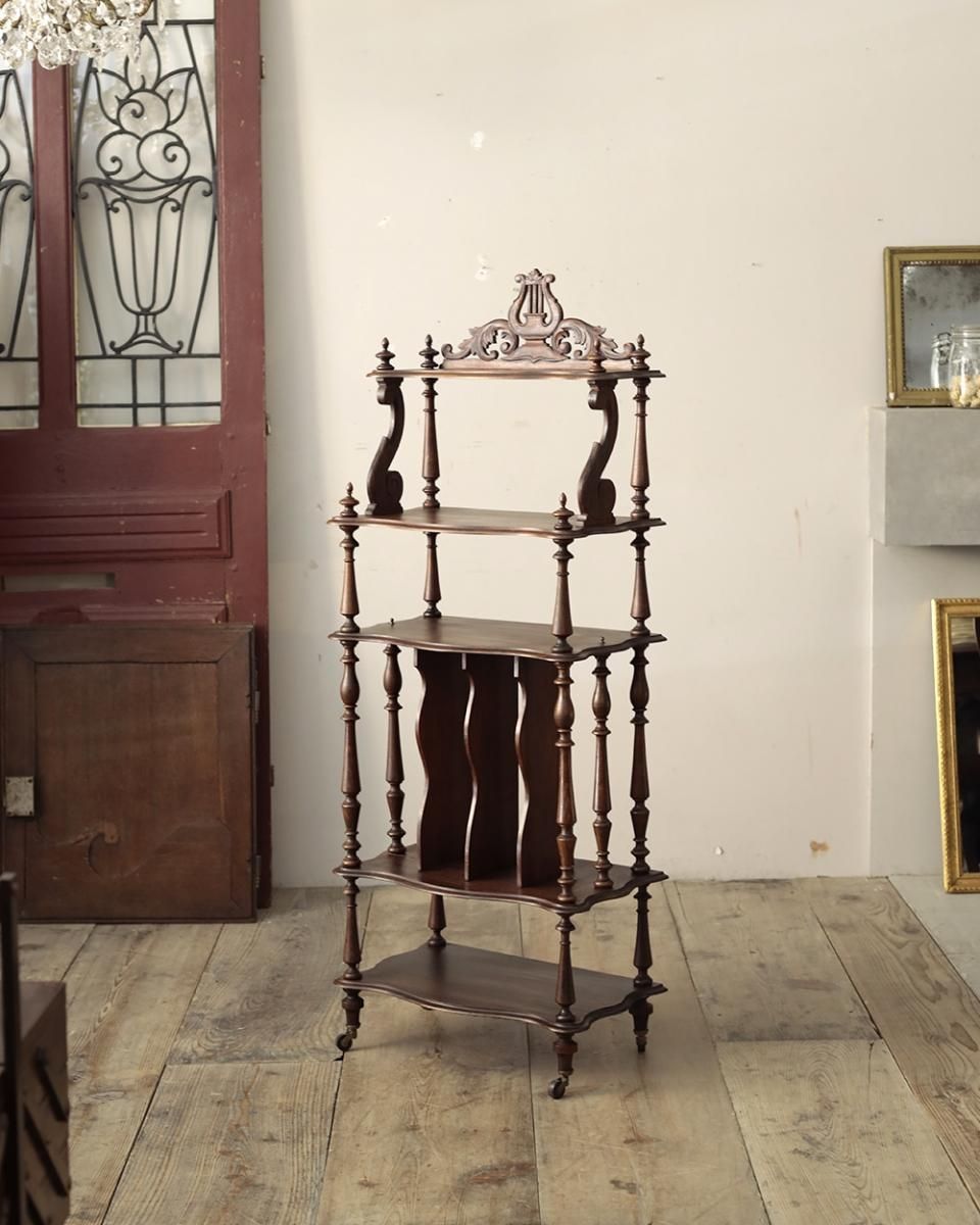 フランスアンティーク木製ミュージックシェルフ/本棚/飾り棚/楽譜立て