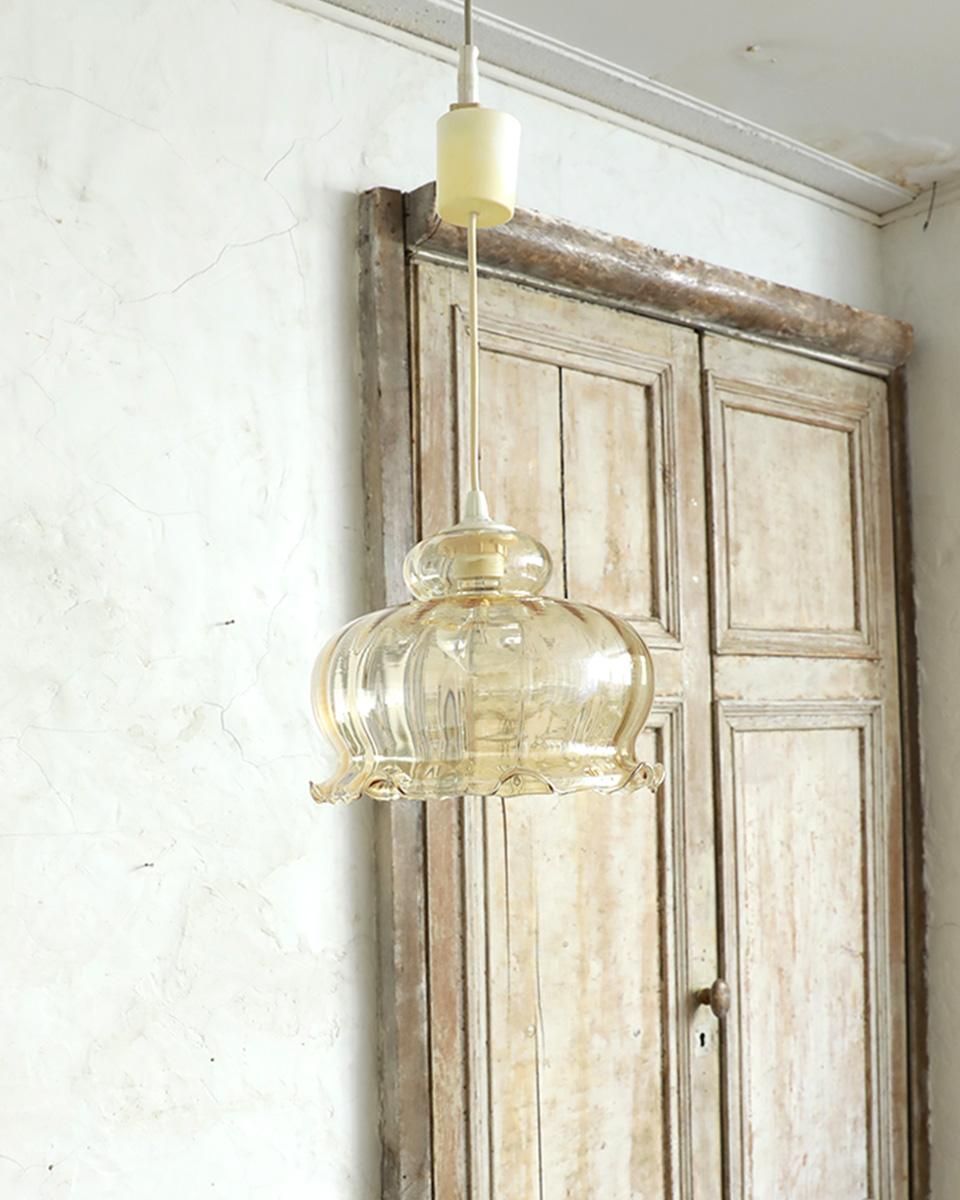 フランスアンティーク ガラスシェードランプ ペンダントランプ