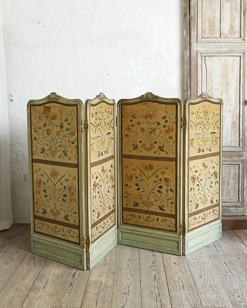 フランスアンティーク ファブリック パーテーション (フォールディング