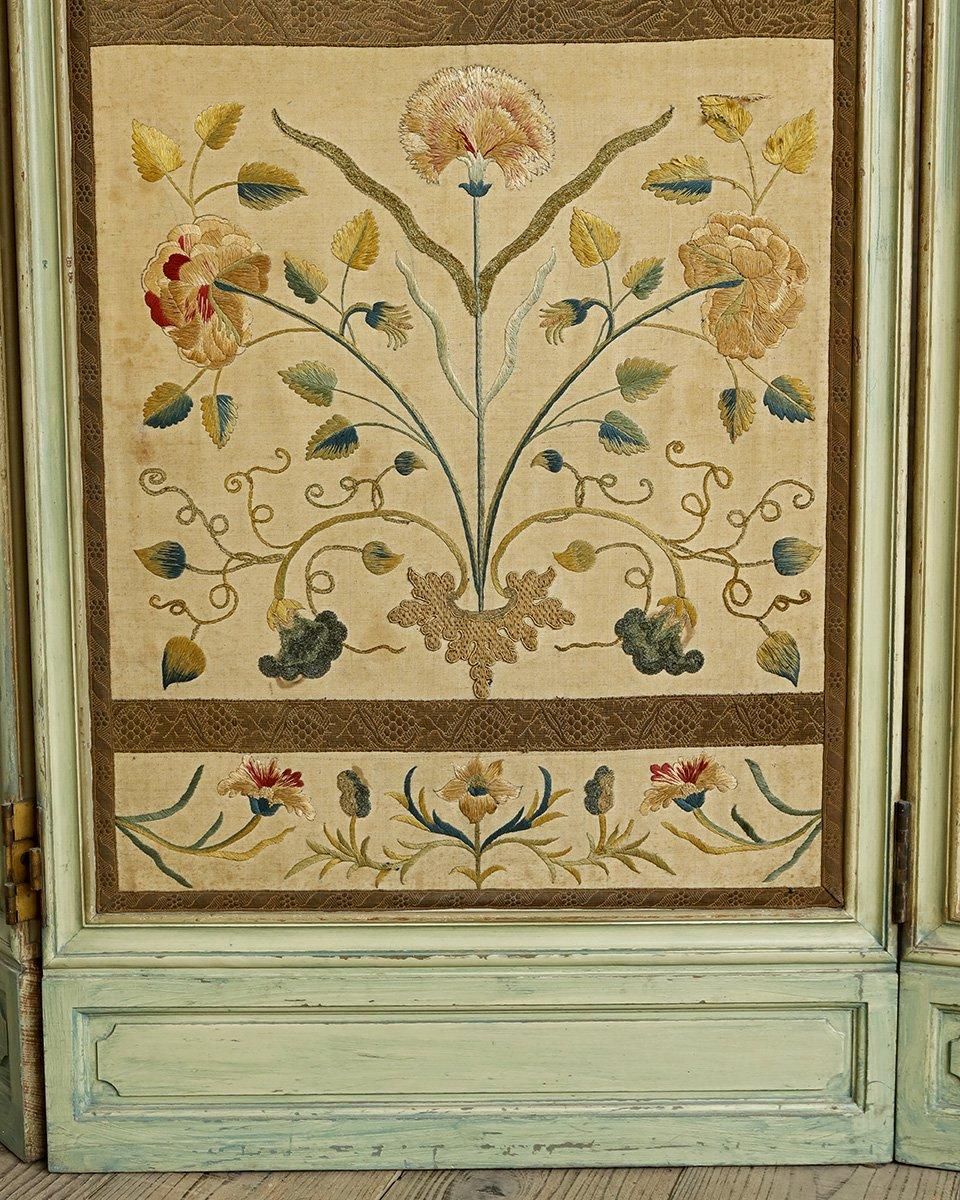 フランスアンティーク ファブリック パーテーション (フォールディング