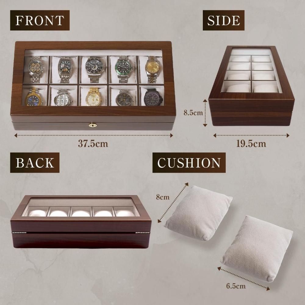 時計ケース 10本用 腕時計 収納ケース ウォルナット調 木製 高級