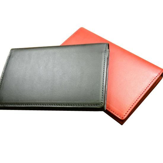 風琴マチ仕様名刺入れ カルロバダラッシ リスシオフルレザー ネロ