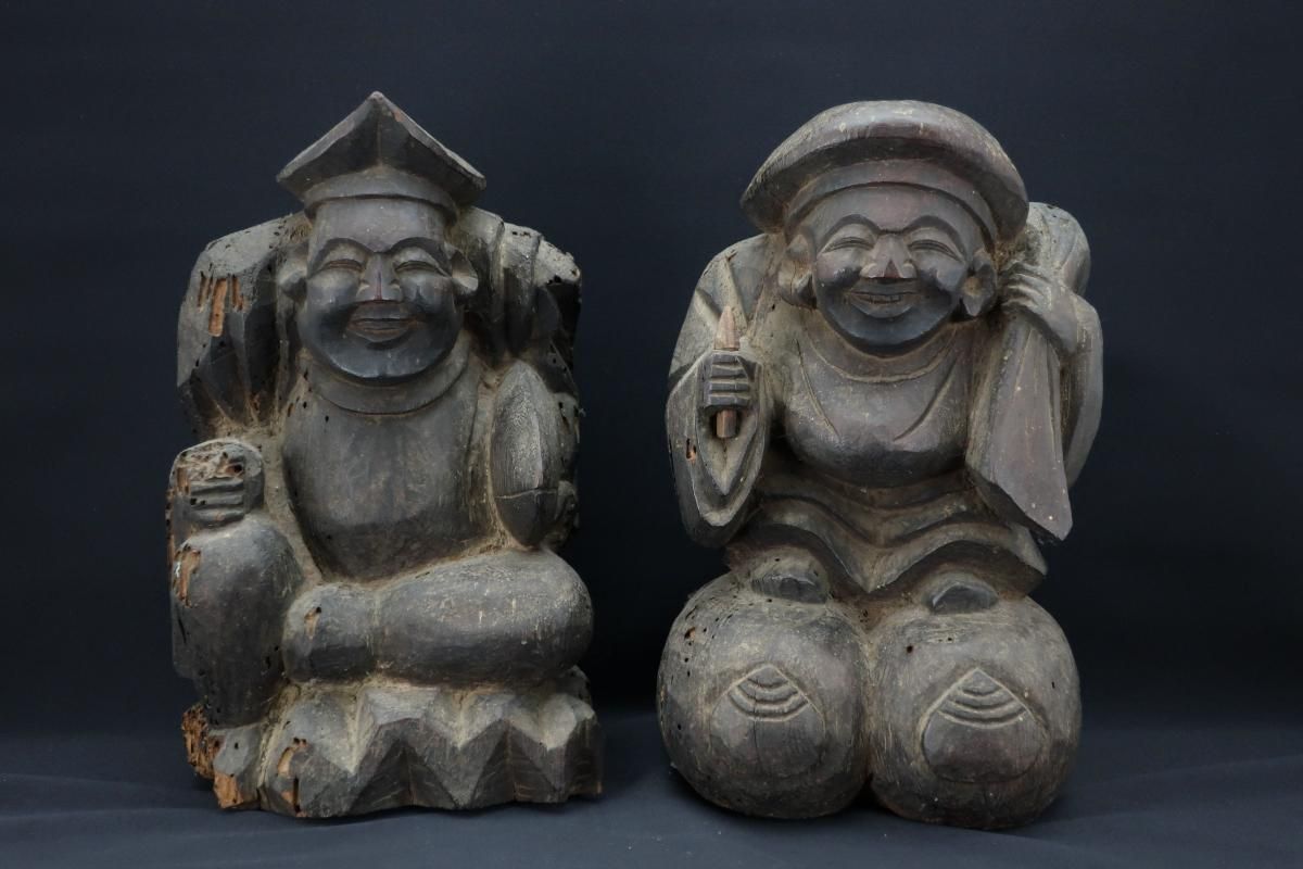 木彫恵比寿大黒 / Wooden Statues of Ebisu & Daikoku - OKURA