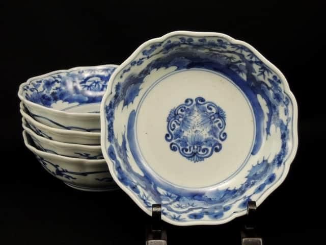 伊万里染付なます皿 五枚組 / Imari Blue & White 'Namasu' Bowls set