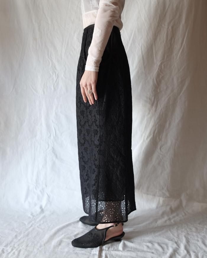 Mame Kurogouchi：Embroidery Lace Cotton Skirt - BLACK - ORANN 通販