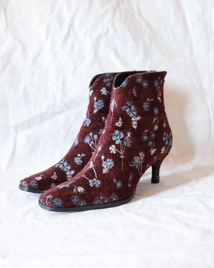 Mame Kurogouchi：Floral Jacquard Boots - BORDOUX - ORANN ONLINE SHOP