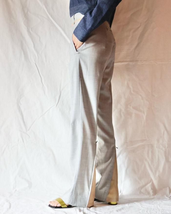 FUMIKA UCHIDA： ZIPPED HEM SLACKS - LIGHT GREY - ORANN ONLINE SHOP