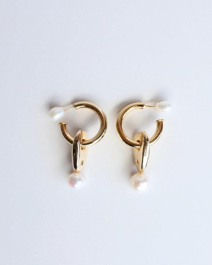 Mame Kurogouchi：Freshwater Pearl Earrings - GOLD - ORANN ONLINE SHOP