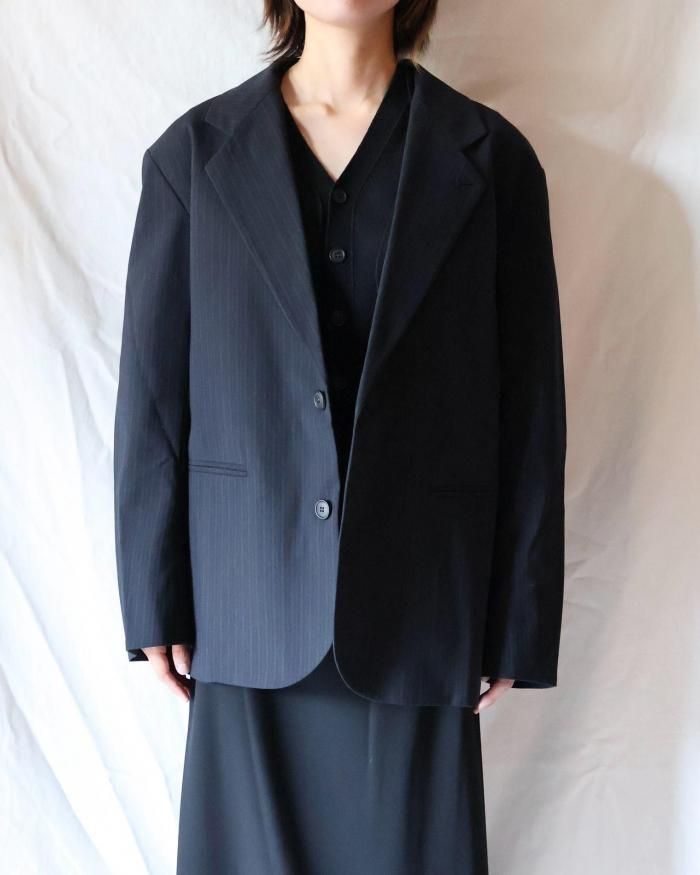 Cristaseya：OVERSIZED BLAZER - BLACK/NAVY STRIPES - ORANN ONLINE SHOP