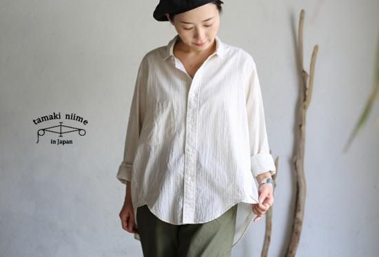 tamaki niime(タマキ ニイメ) 玉木新雌 山シャツ ストライプ コットン