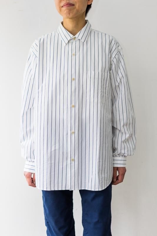 YAECA ボタンシャツワイド ブルーストライプ（ユニセックス） - SUSCON