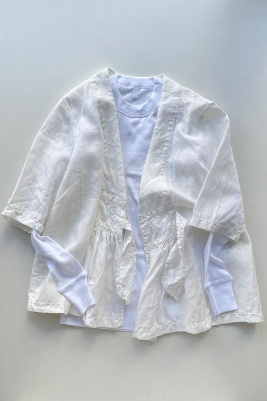 homspun リネンバイオ フロントギャザー6分袖ブラウスジャケット