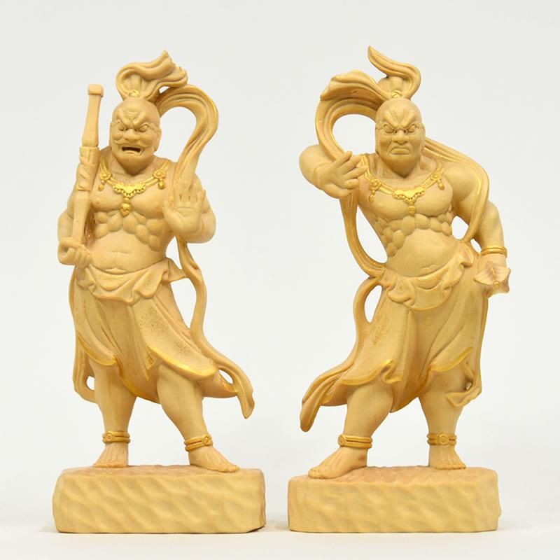桧木金剛力士立像（仁王像） 金泥仕様 総高さ20cm