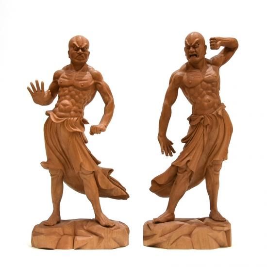 興福寺形金剛力士立像阿吽セット】 楠木 高さ34cm
