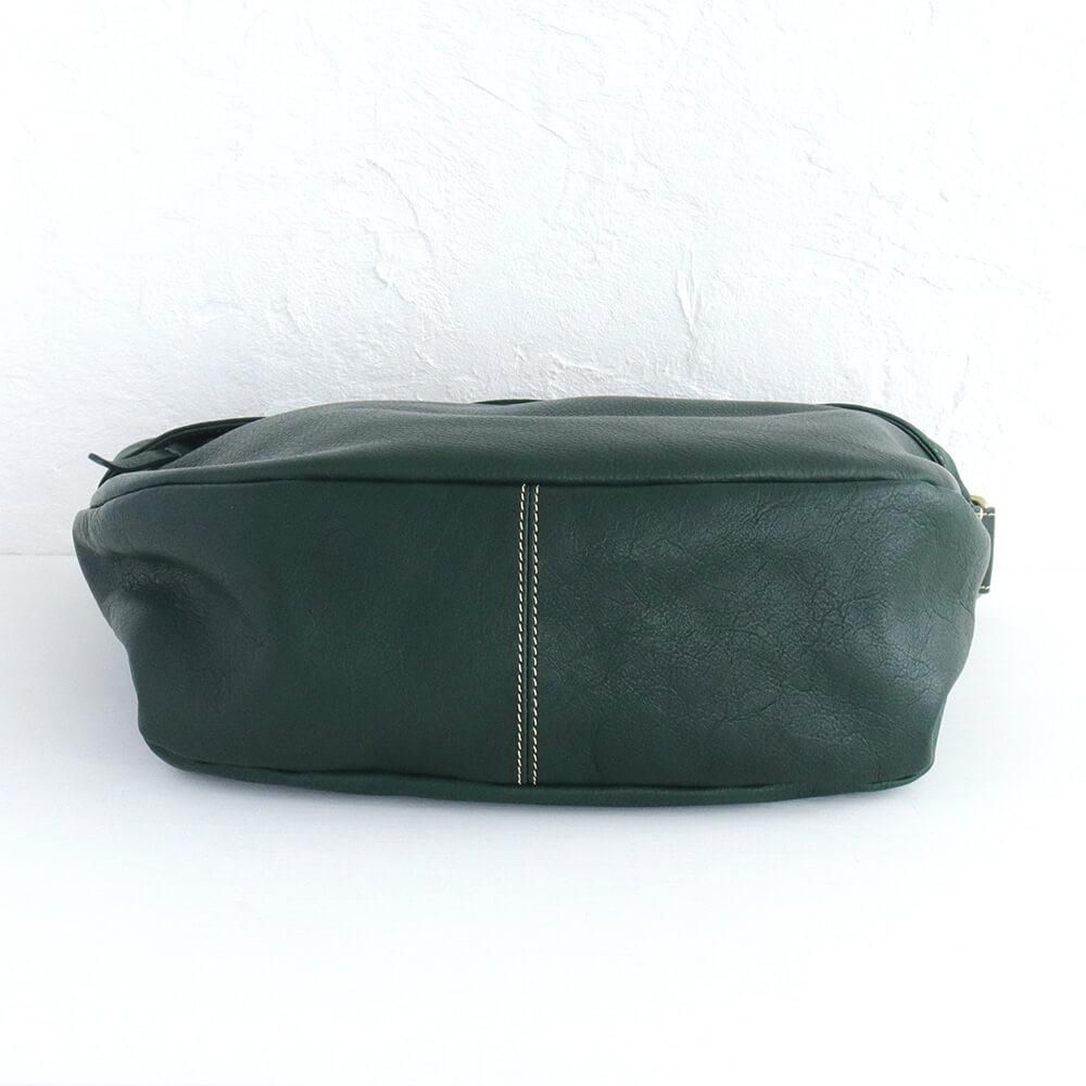 本牛革斜め掛けレザーショルダーバッグ banana ダークグリーン