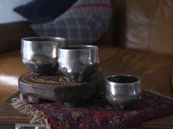 谷井直人 信楽焼垂れ銀鉢（銀彩） - bio plants ビオプランツ