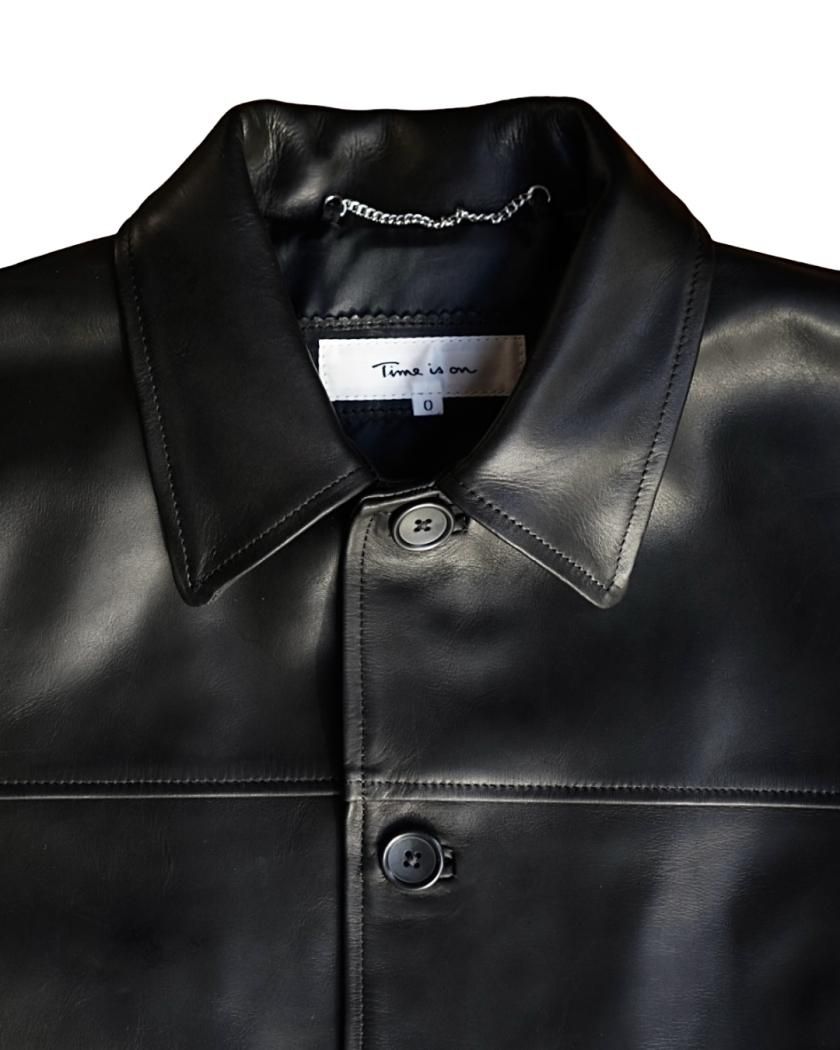 MID LENGTH DAPPER LEATHER COAT】cow leather - Time is on