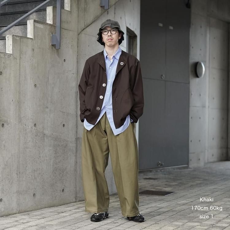 コッキ KHOKI 25aw タックディテールコットンパンツ Tuck-detail