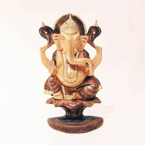 インドの神様 ガネーシャの木製置物｜高級インド雑貨カオス