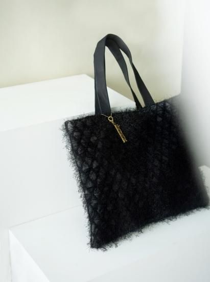 フリンジトート ブラック L （長毛） - charmantsac