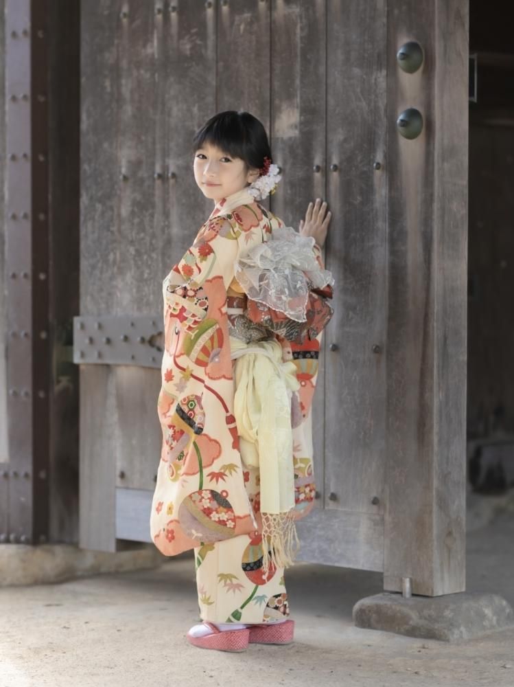 七五三 7歳 アンティーク 着物 リメイク 7歳〉アンティーク着物 7-i