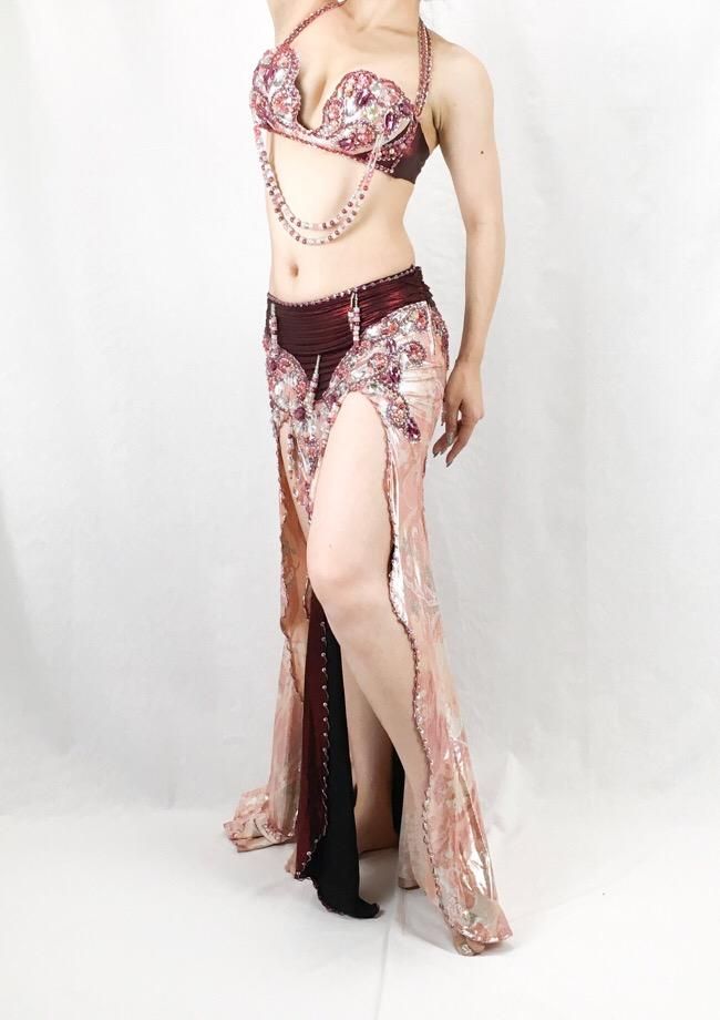 ベリーダンス衣装 《ボルドー》 Hanan エジプト製 - ベリーダンス衣装